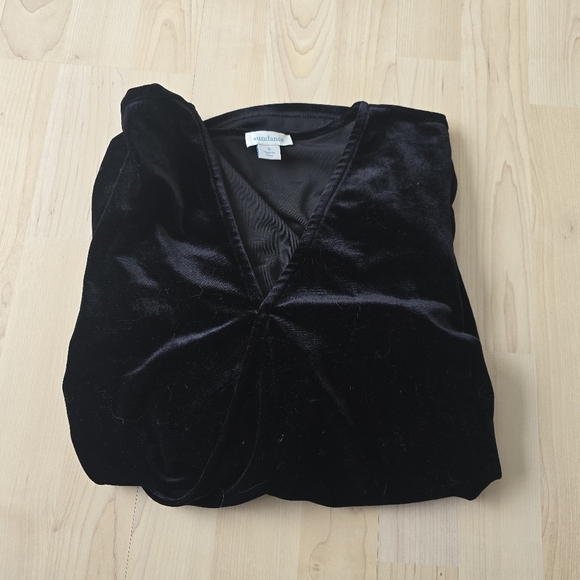 Sundance Morgan Top Women's S Black Velvet Surplice Balletcore Dark Romantic - Picture 1 of 8